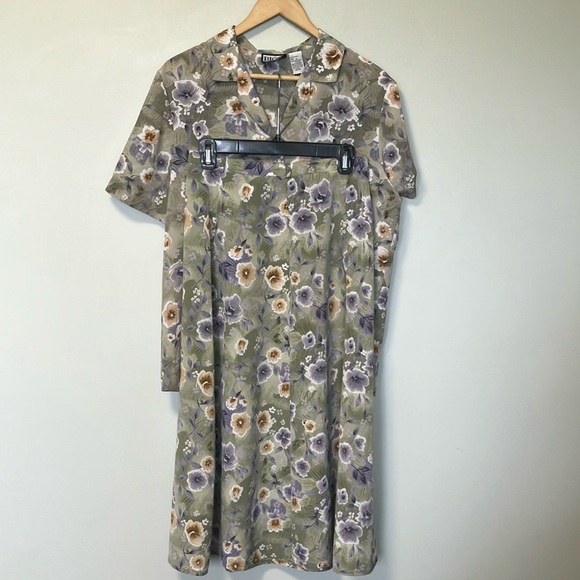 Vintage BICÉ Floral Green Shirt and Skirt Set - Picture 1 of 6